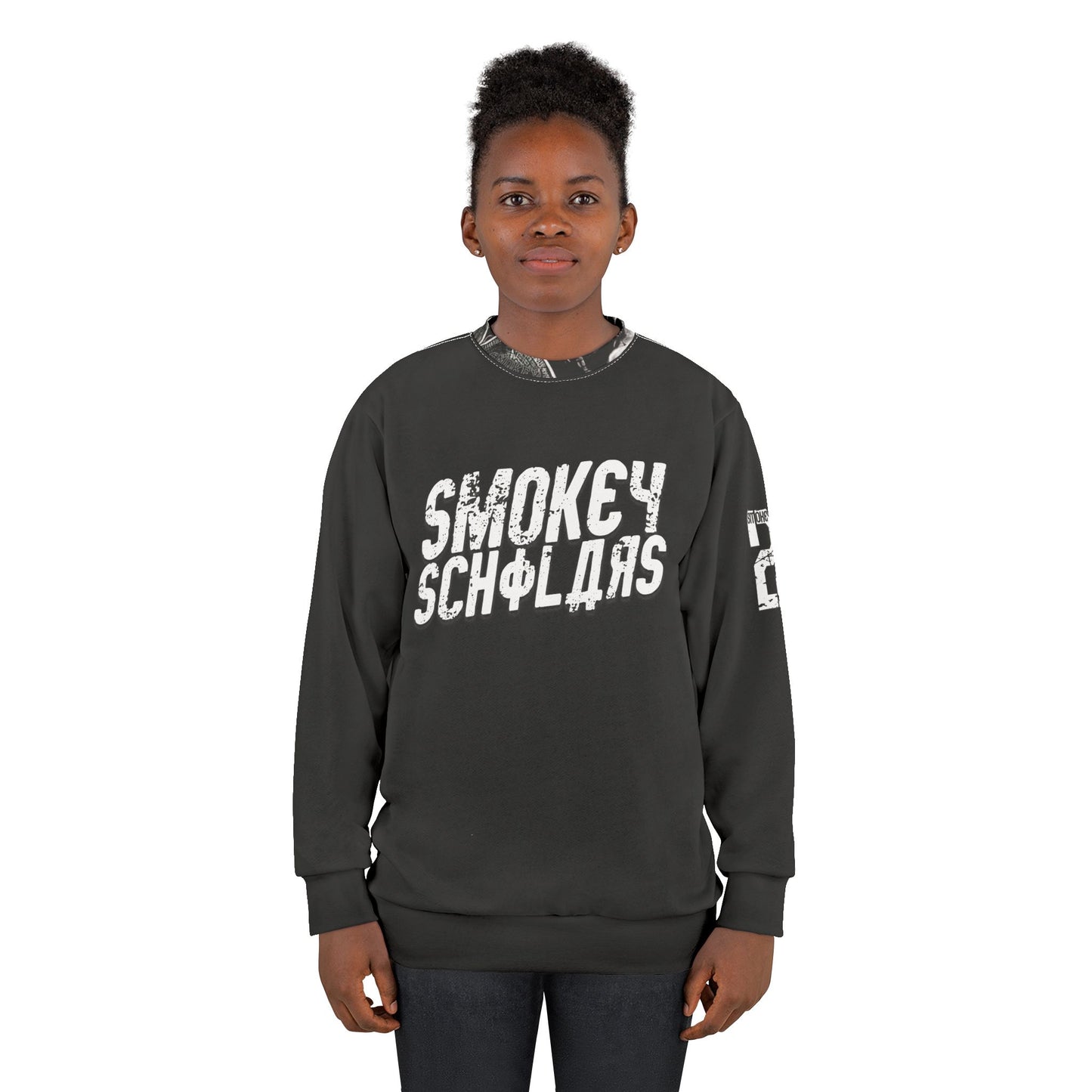 Smokey Scholars TM Skull Medalist Unisex Sweatshirt (AOP) - Smokey Scholars
