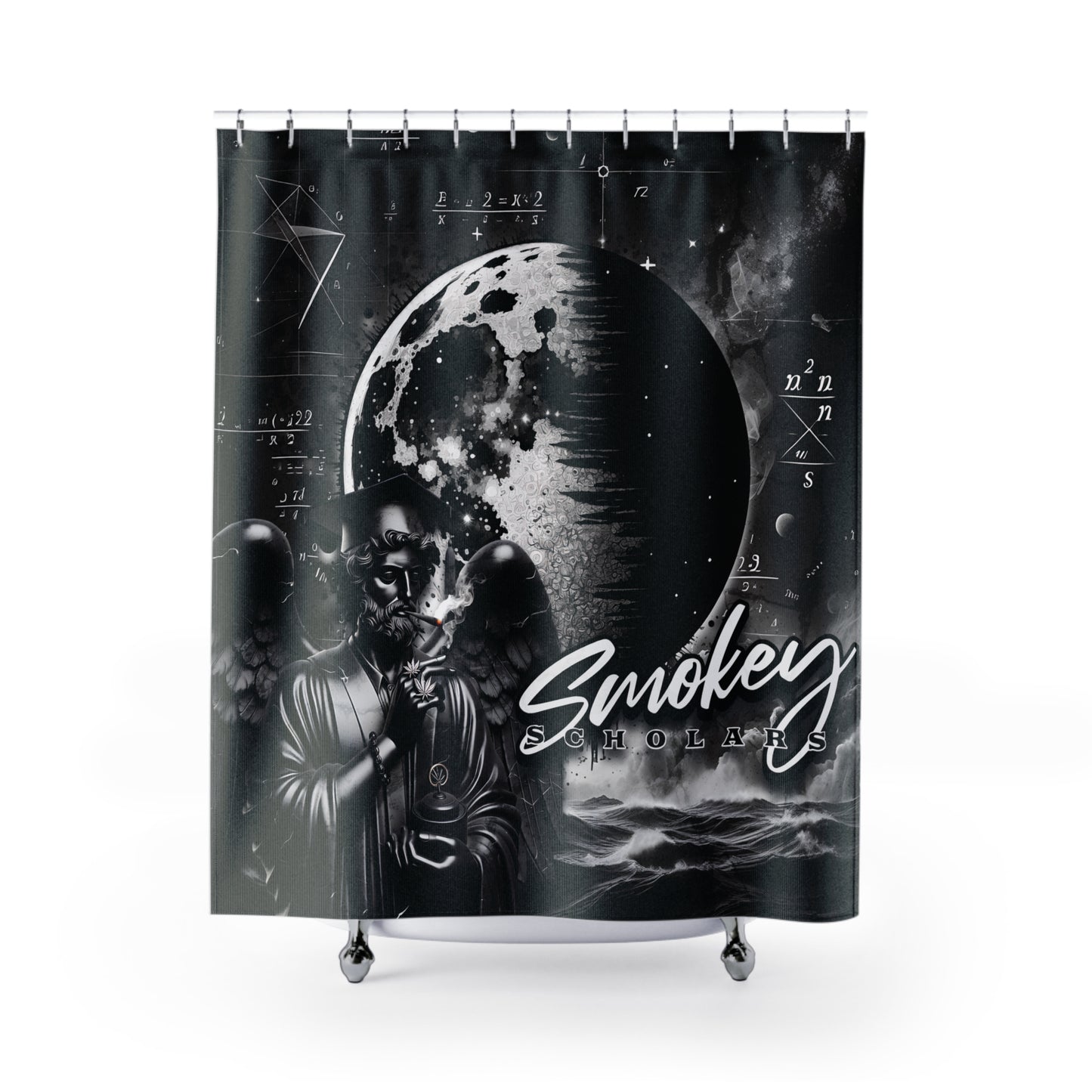 Smokey Scholars Black Angel Shower Curtains - Smokey Scholars