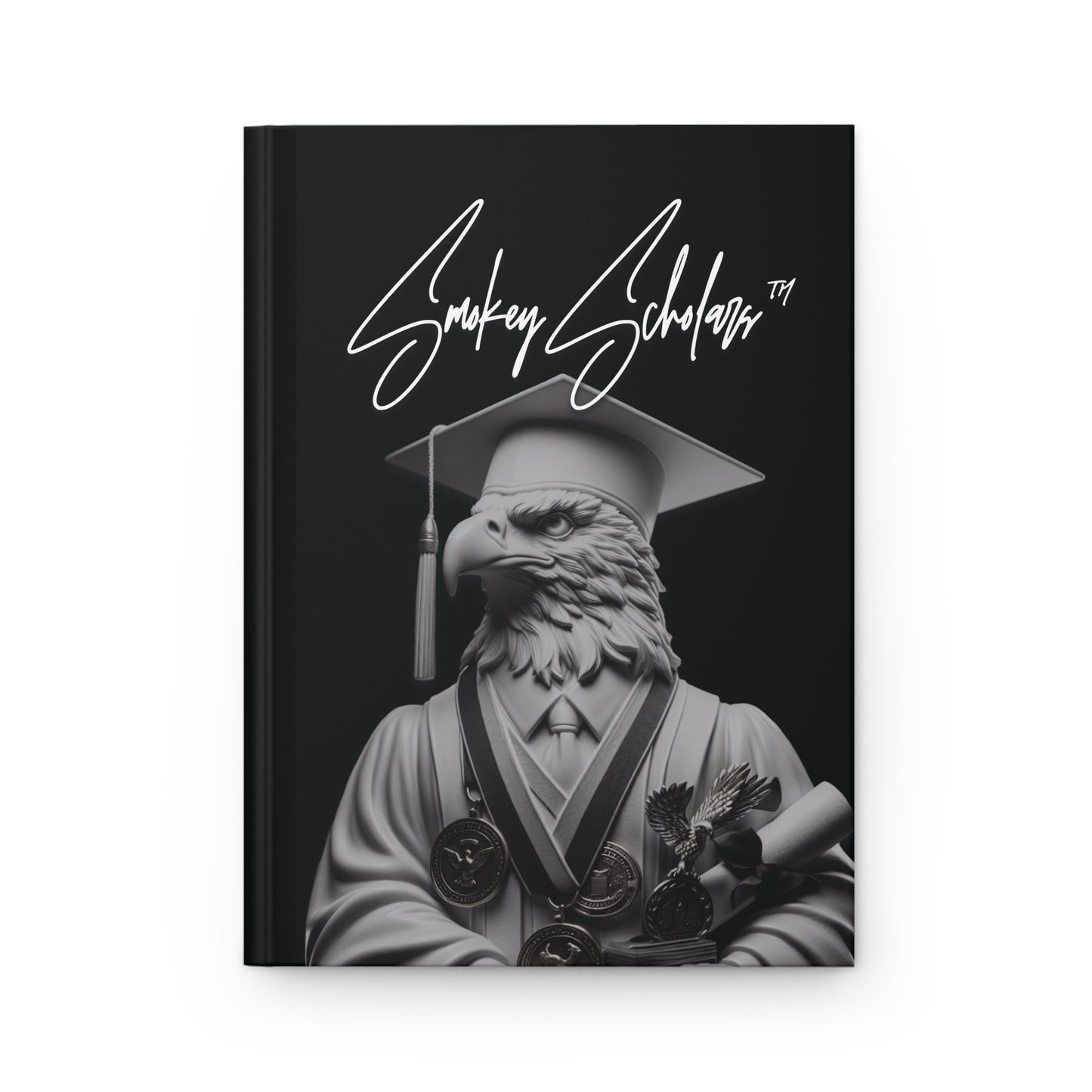 Smokey Scholars Blk White Eagle Hardcover Journal Matte - Smokey Scholars