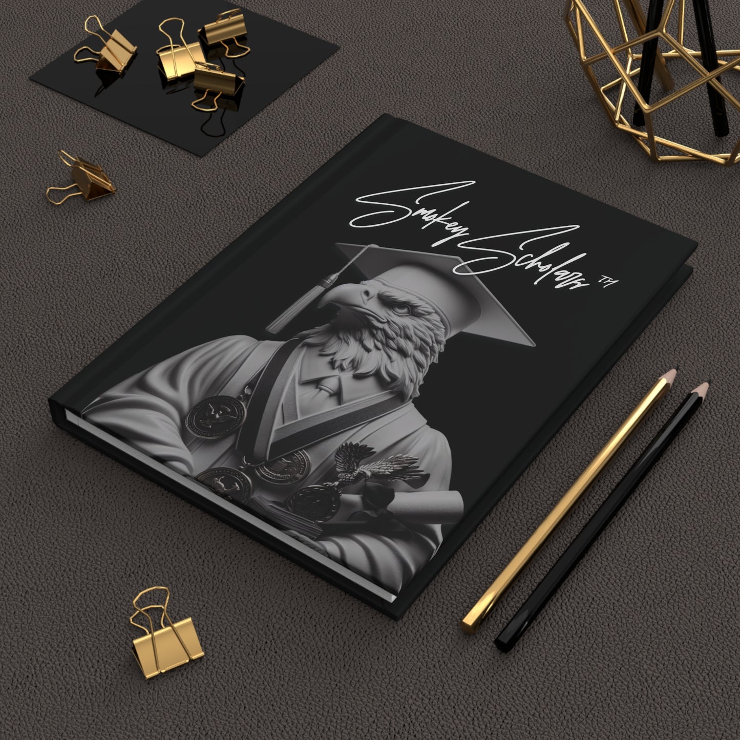 Smokey Scholars Blk White Eagle Hardcover Journal Matte - Smokey Scholars