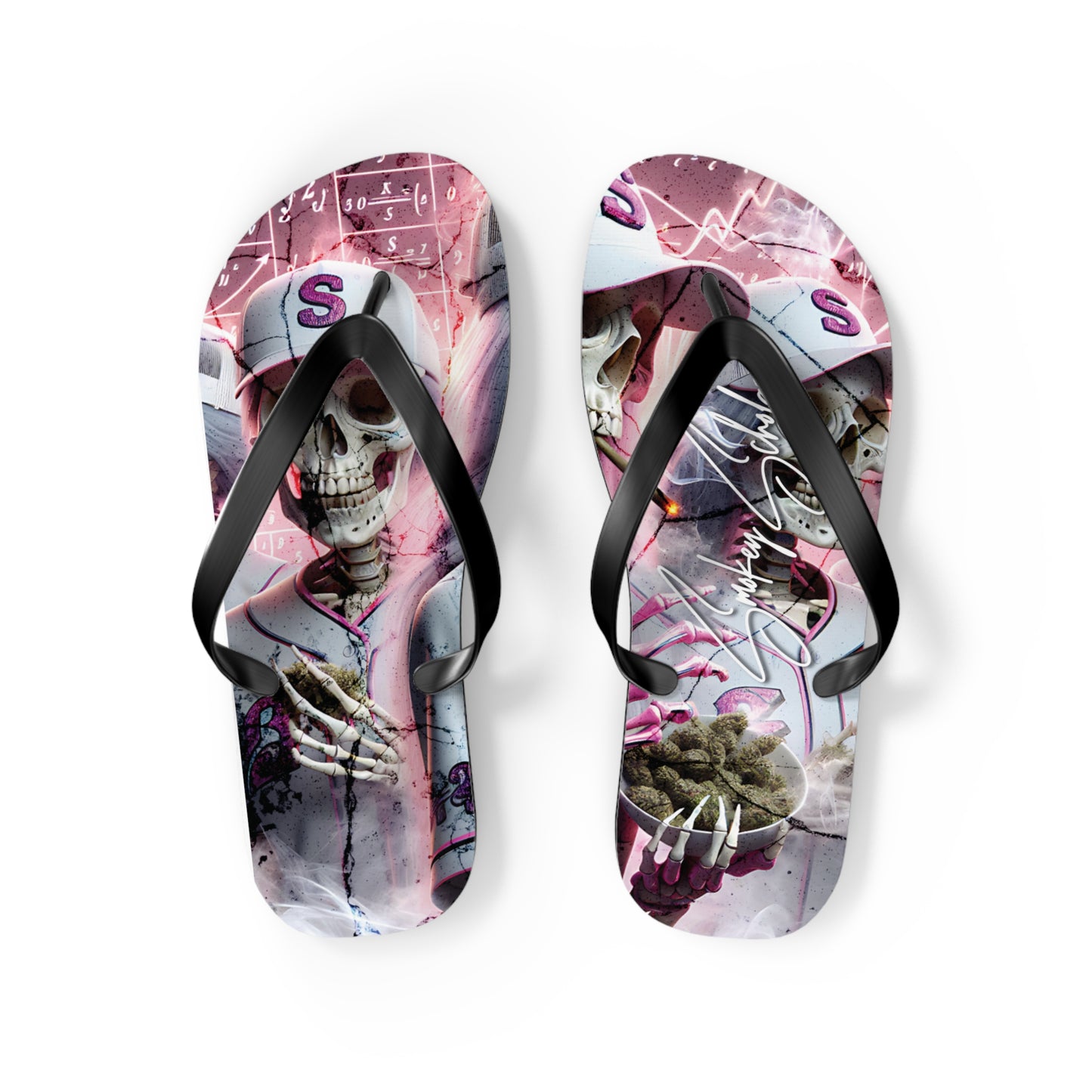 Smokey Scholars TM Astro Skele Pink Flip Flops - Smokey Scholars