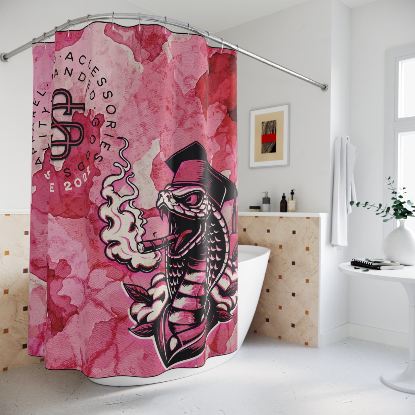Smokey Scholars Pink Cobra Grad Shower Curtains - Smokey Scholars