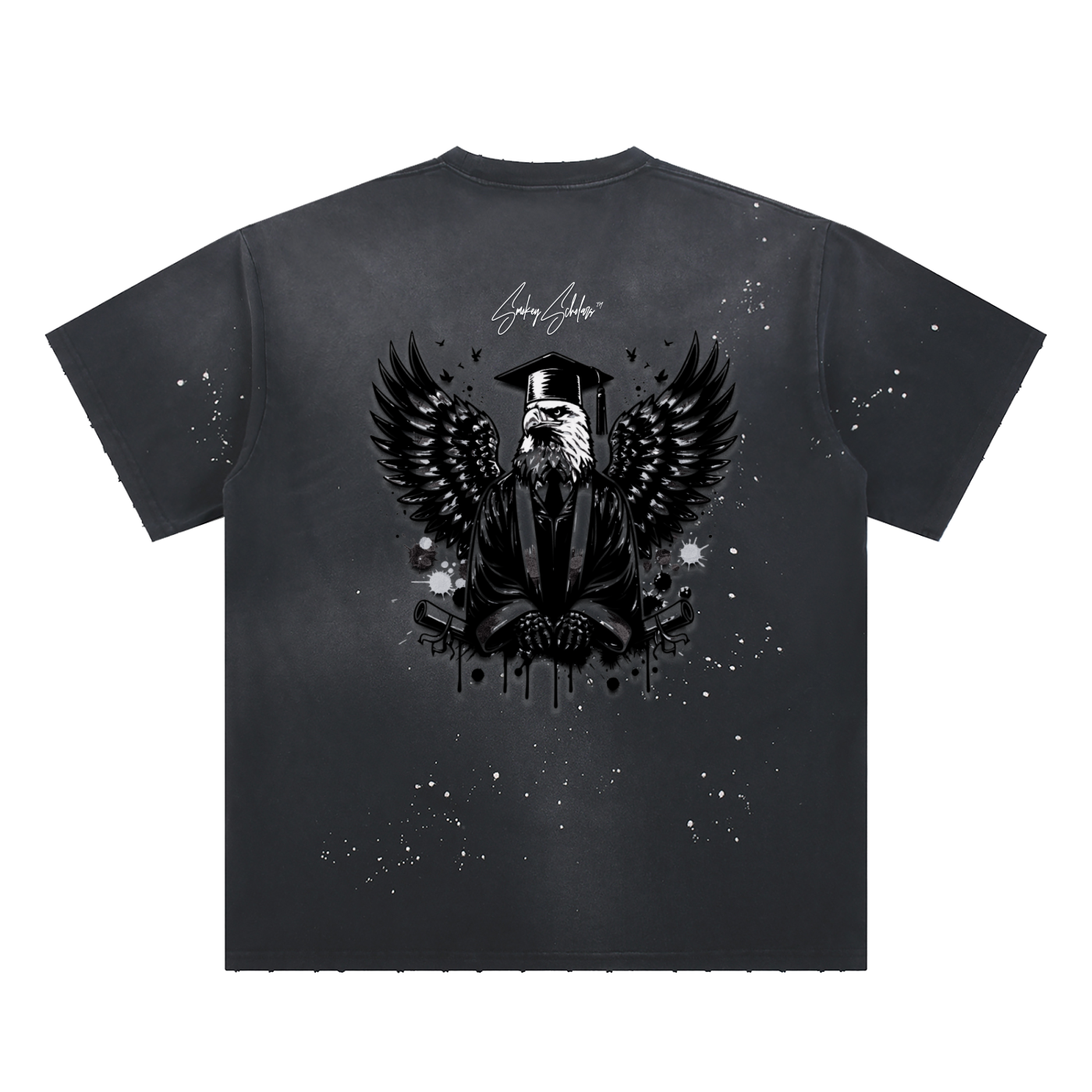 Smokey Scholars TM Hand-Frayed Sunfade Paint Splatter T-Shirt