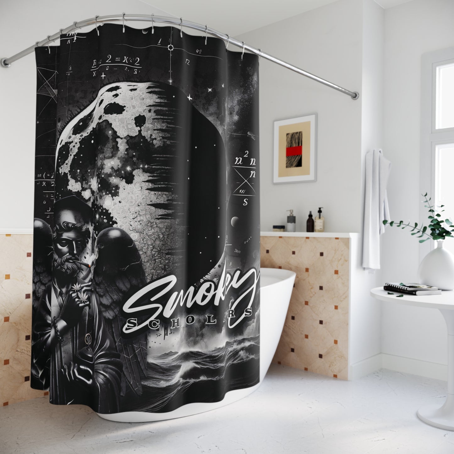 Smokey Scholars Black Angel Shower Curtains - Smokey Scholars