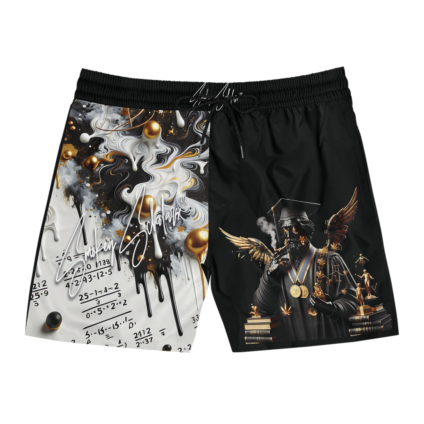 Smokey Scholars TM Blk Stone Men's Mid-Length Swim Shorts - Smokey Scholars