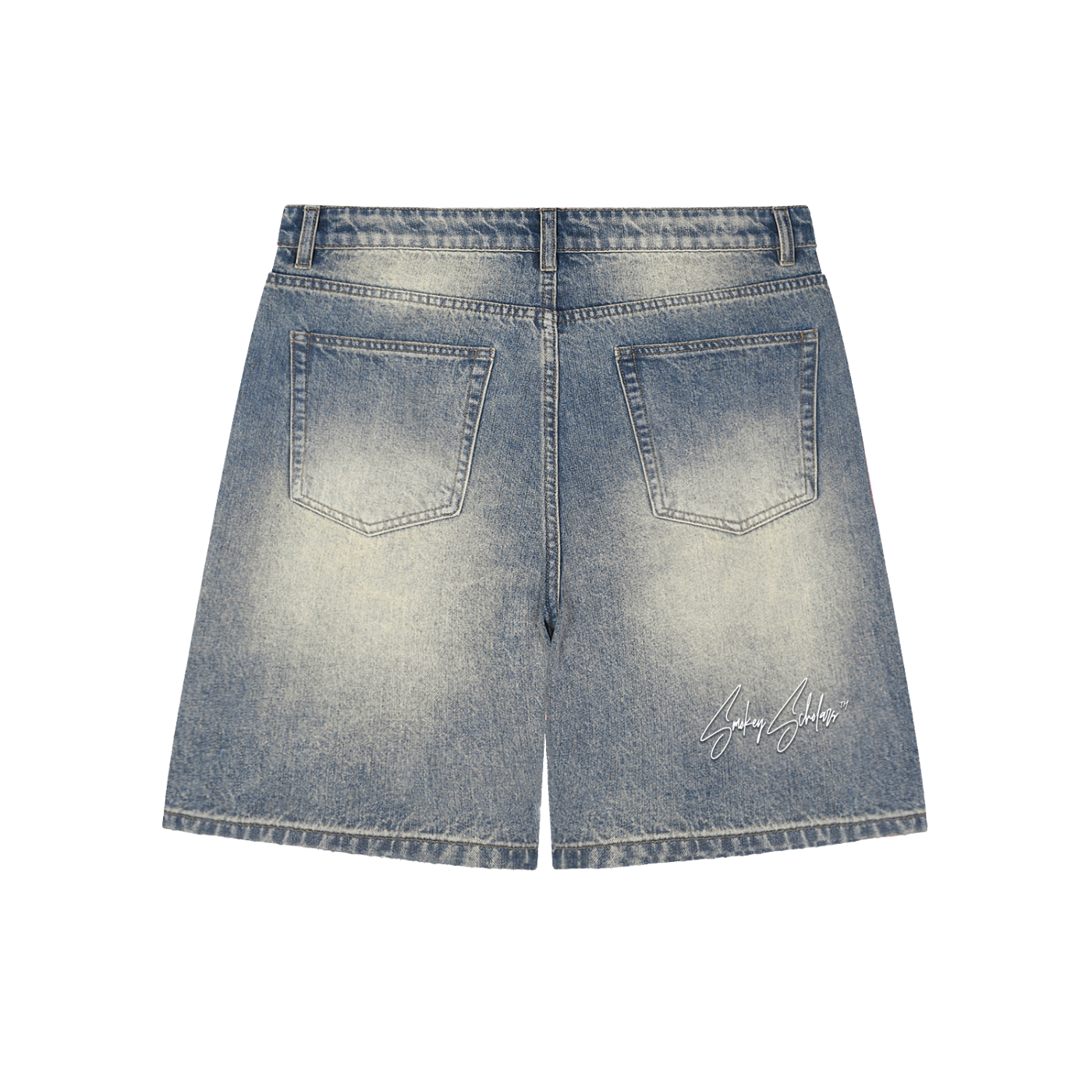 Smokey Scholars TM Faded Distressed Baggy Denim Shorts - Smokey Scholars