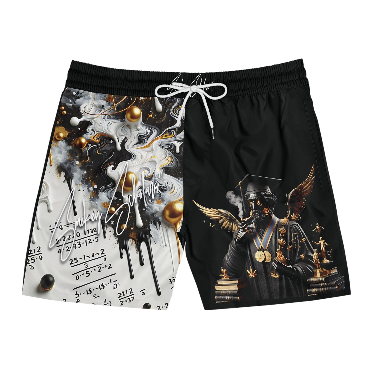 Smokey Scholars TM Blk Stone Men's Mid-Length Swim Shorts - Smokey Scholars