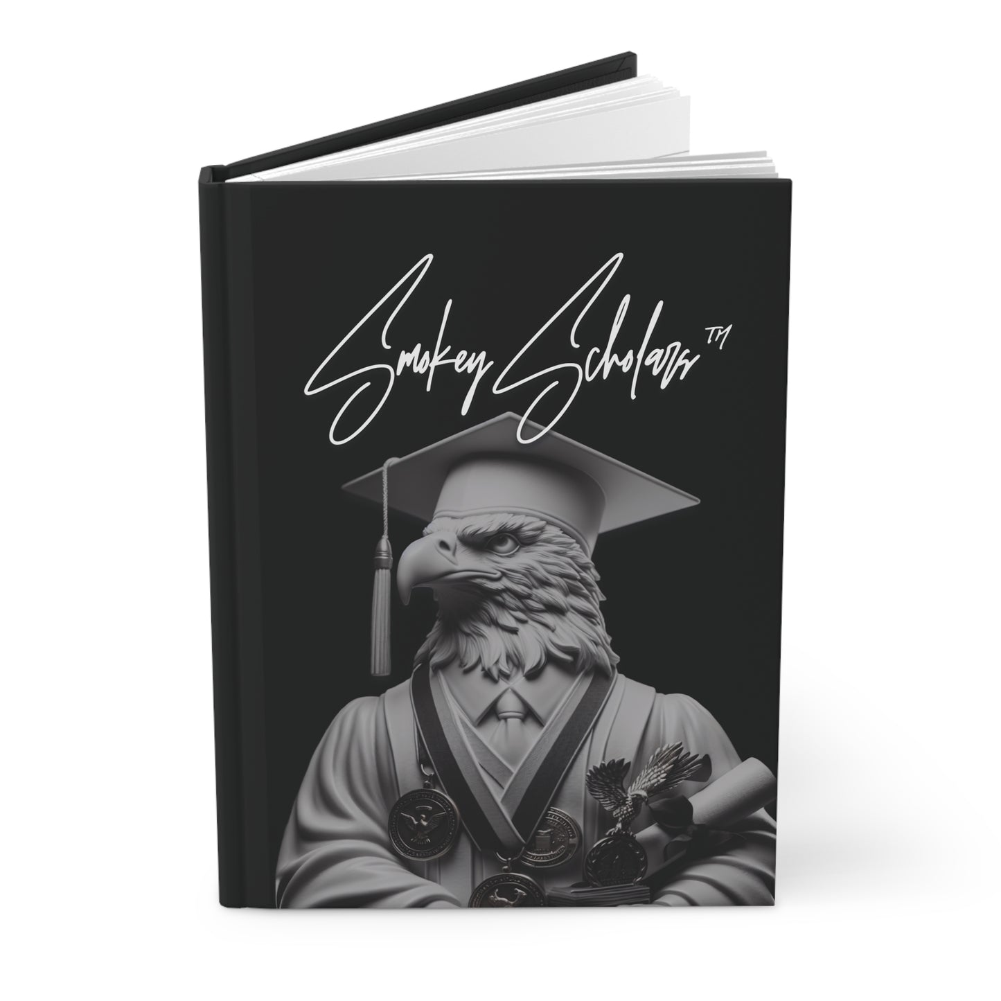 Smokey Scholars Blk White Eagle Hardcover Journal Matte - Smokey Scholars