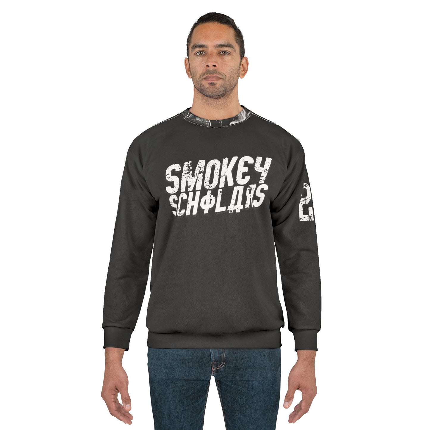 Smokey Scholars TM Skull Medalist Unisex Sweatshirt (AOP) - Smokey Scholars