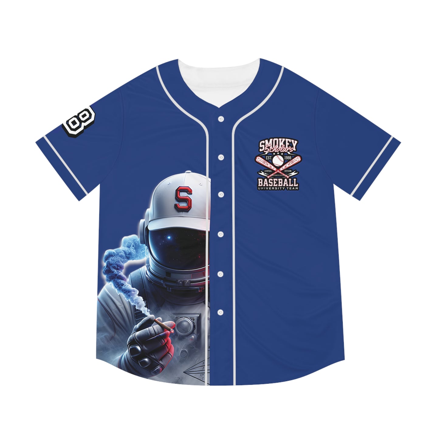 Smokey Scholars TM Astro-Skeleton Baseball Jersey (Blue) - Smokey Scholars
