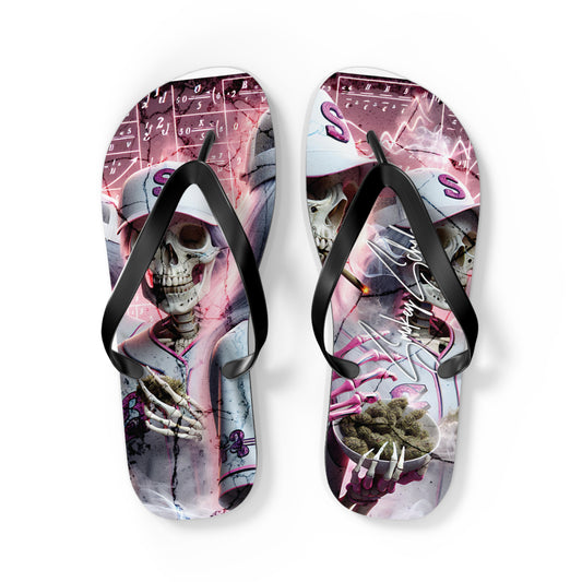 Smokey Scholars TM Astro Skele Pink Flip Flops - Smokey Scholars