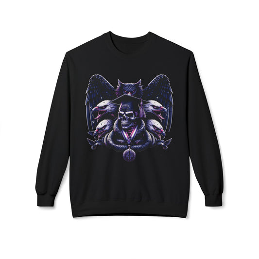 Smokey Scholars TM Purp Skull Midweight Softstyle Fleece Crewneck Sweatshirt - Smokey Scholars