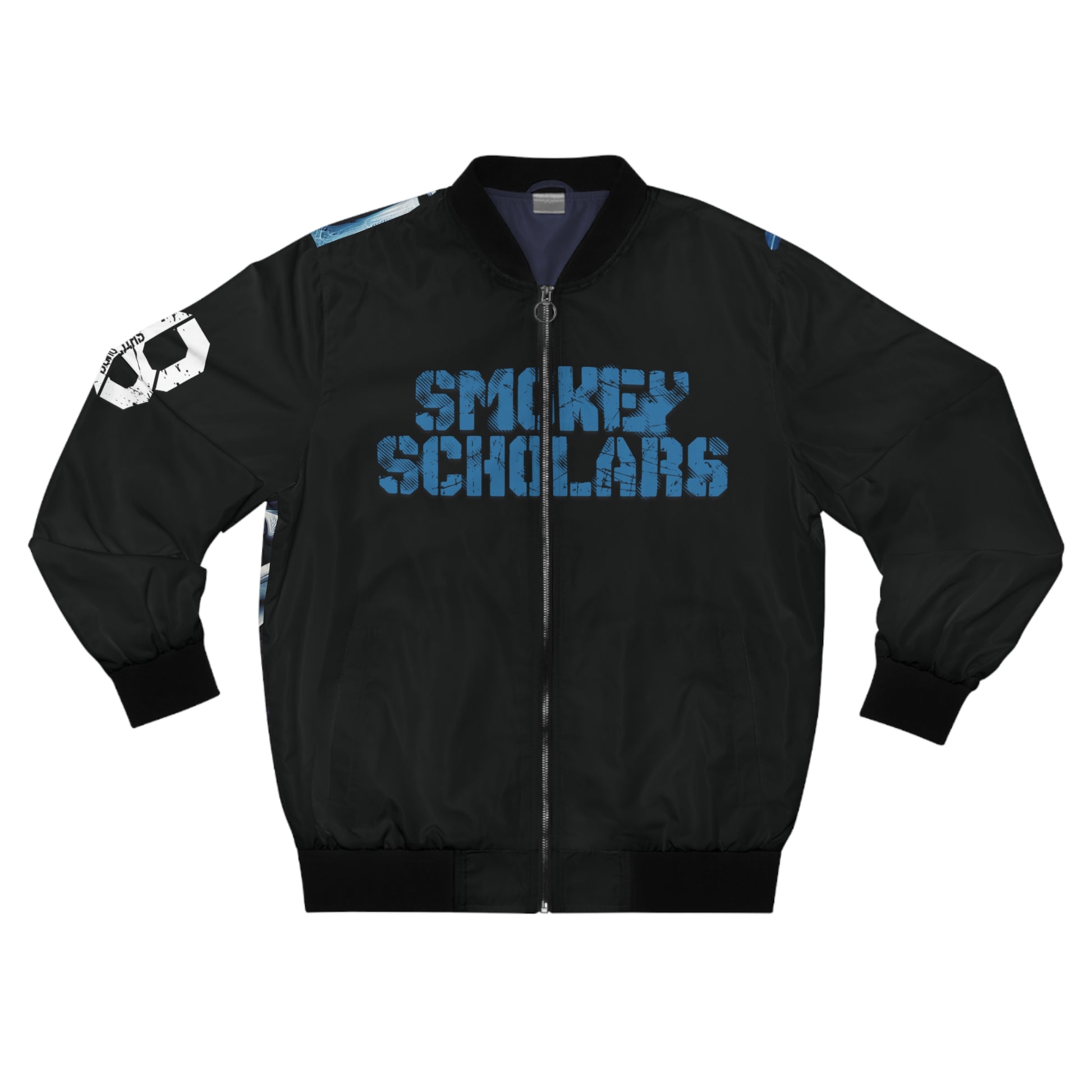 Smokey Scholars TM Blue Skele Men's Bomber Jacket - Smokey Scholars