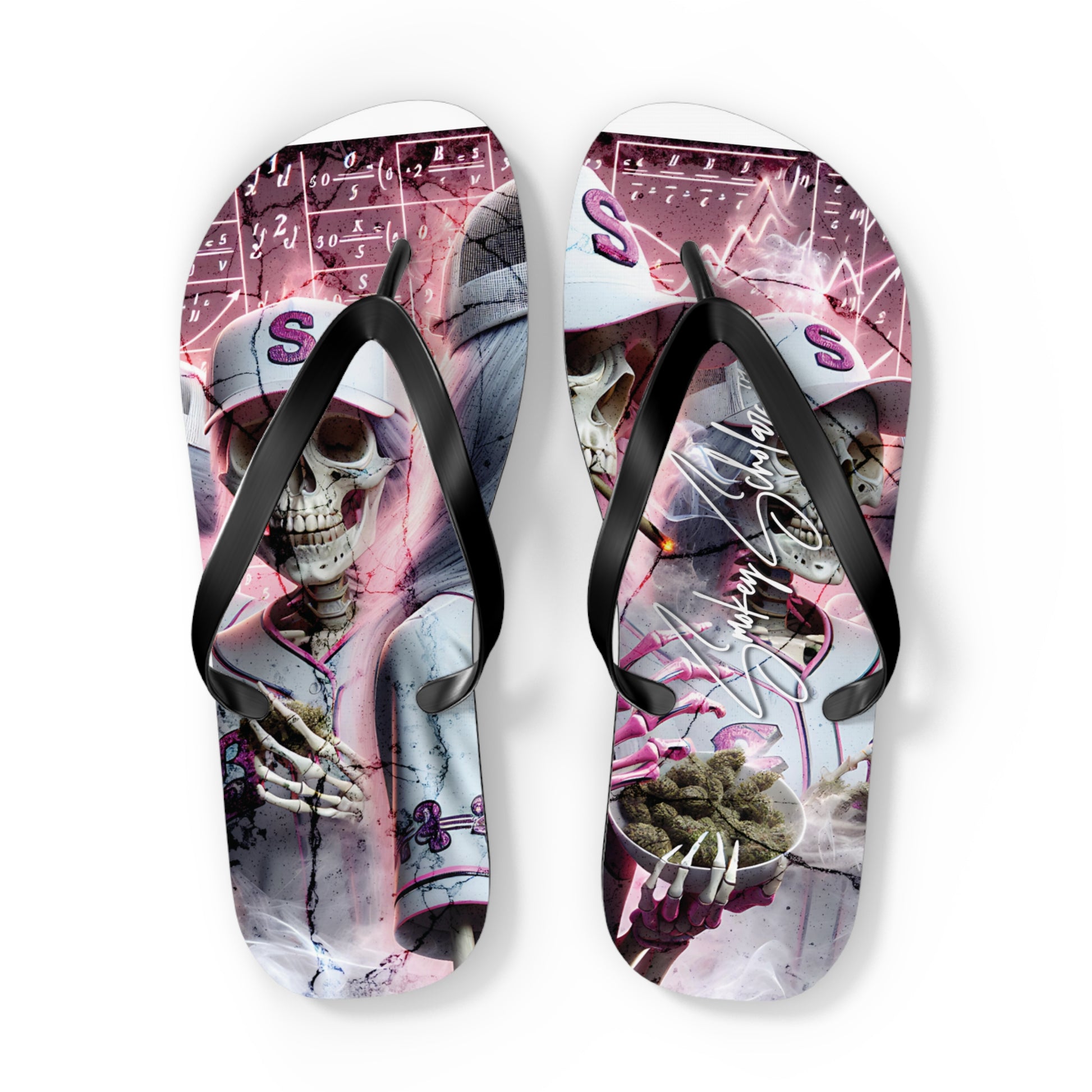 Smokey Scholars TM Astro Skele Pink Flip Flops - Smokey Scholars