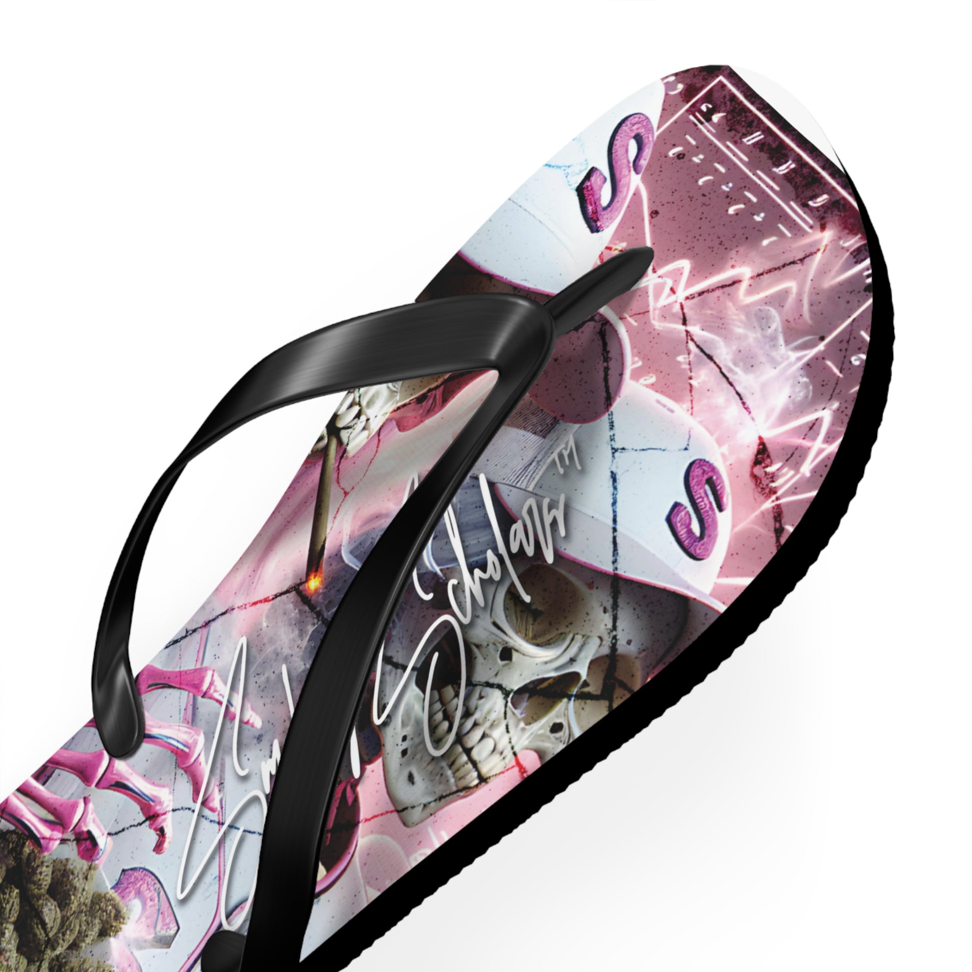 Smokey Scholars TM Astro Skele Pink Flip Flops - Smokey Scholars