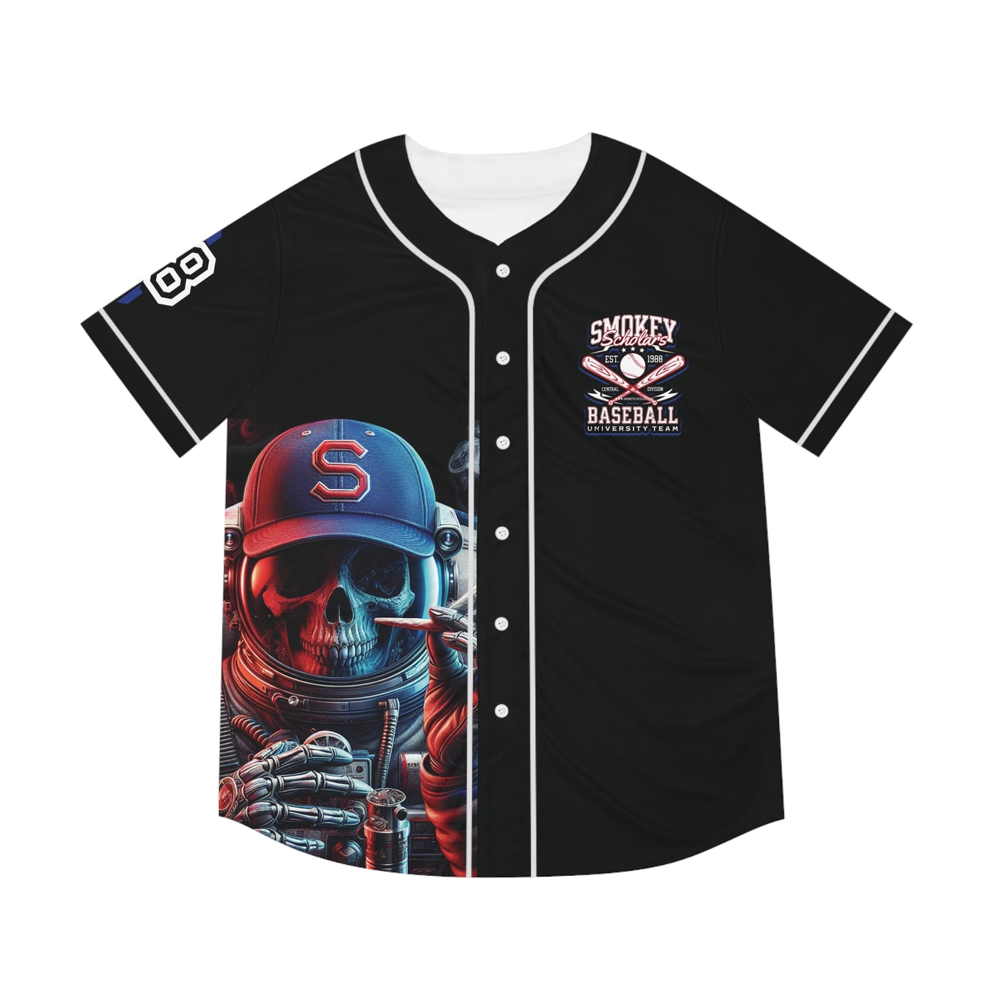 Smokey Scholars TM Astro-Skeleton Baseball Jersey (Black) - Smokey Scholars