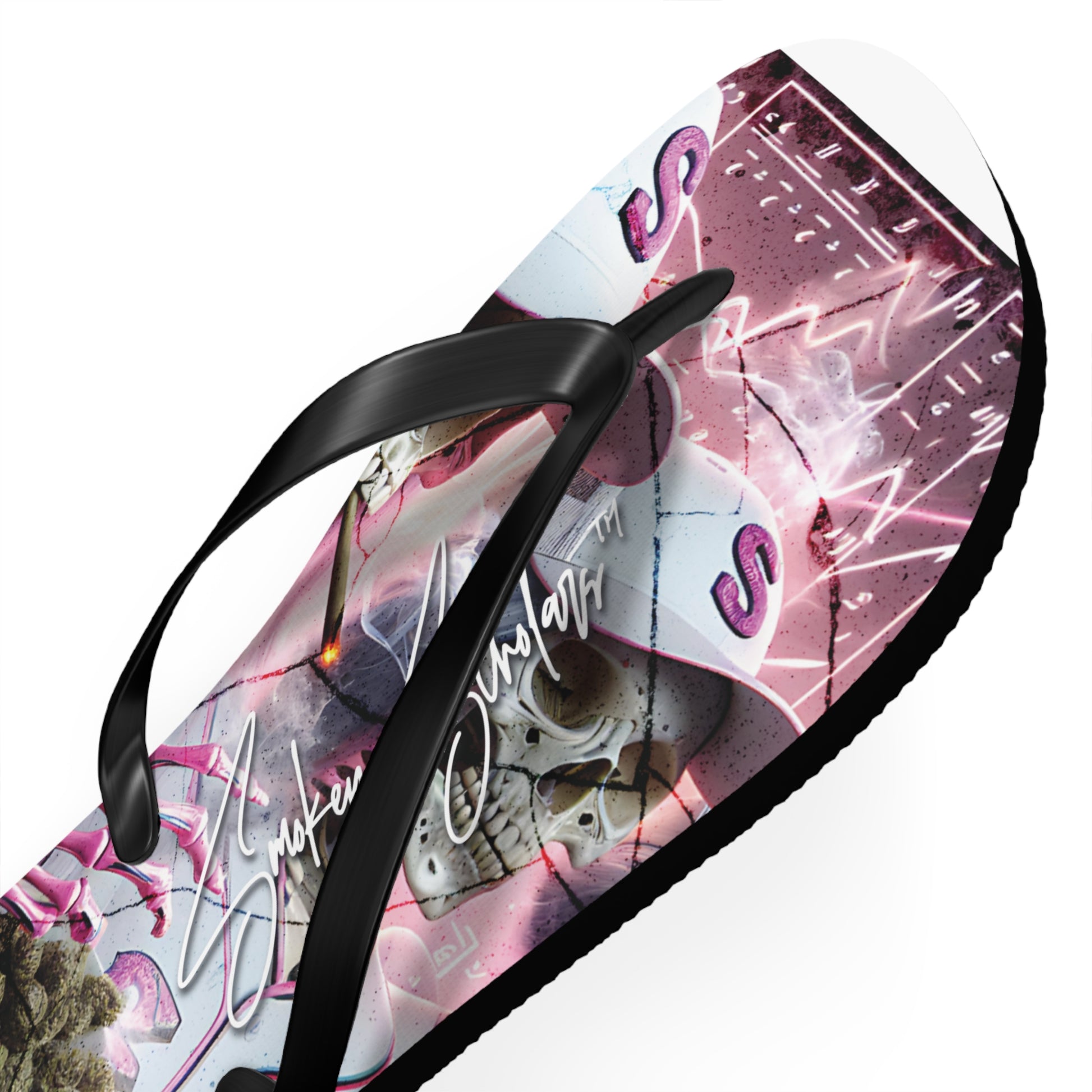 Smokey Scholars TM Astro Skele Pink Flip Flops - Smokey Scholars