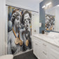 Smokey Scholars Couple Statue Shower Curtains - Smokey Scholars