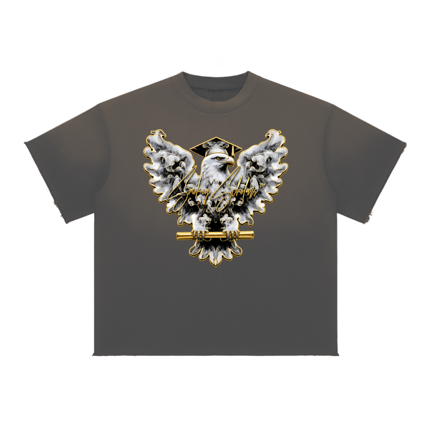 Smokey Scholars Sun Fade Raw Edge Graphic T-Shirt - Smokey Scholars