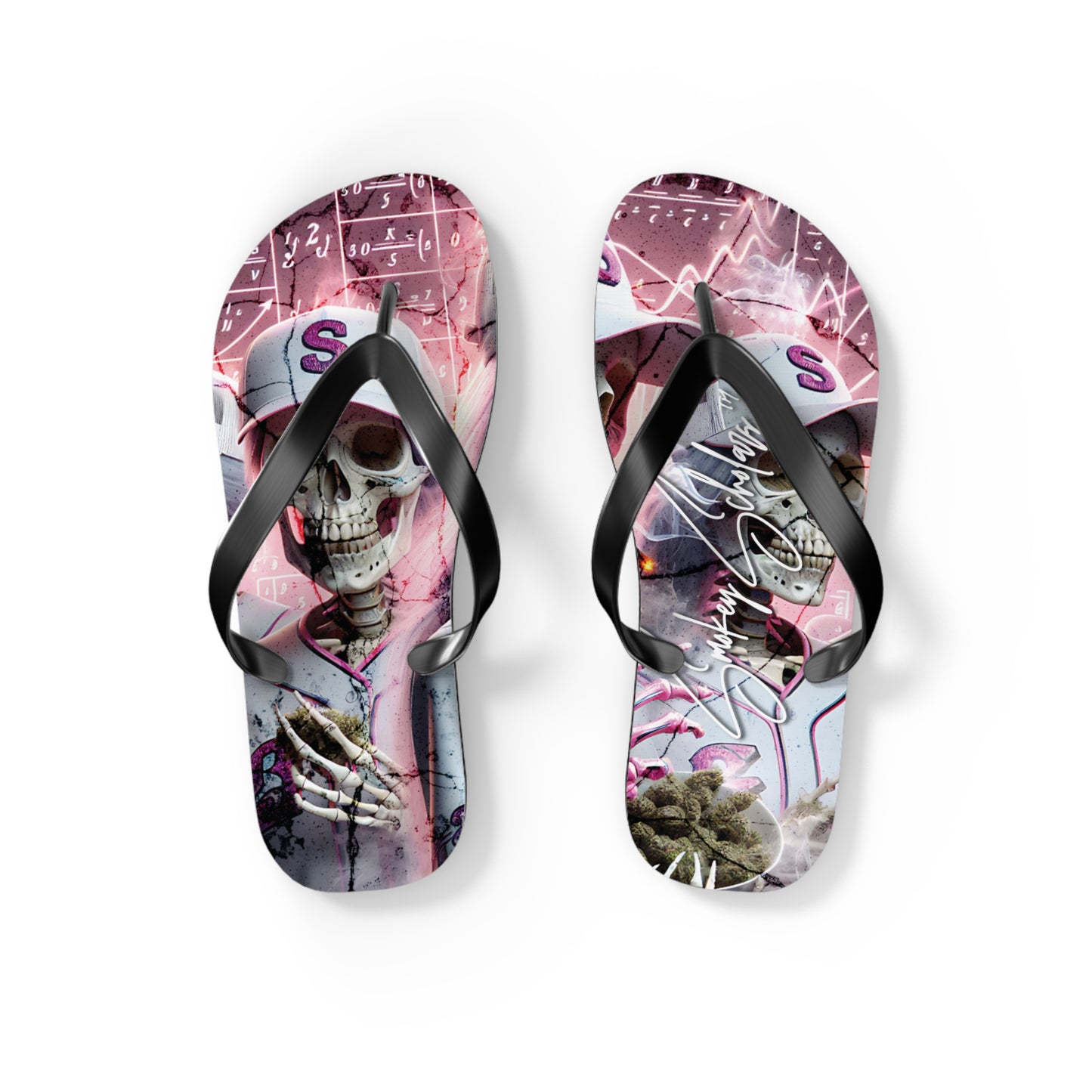 Smokey Scholars TM Astro Skele Pink Flip Flops - Smokey Scholars