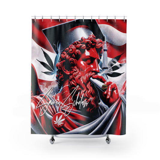 Smokey Scholars Red Greek G Shower Curtains - Smokey Scholars
