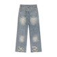 Smokey Scholars TM Blue Skele Vintage Wash Distressed Denim Jeans