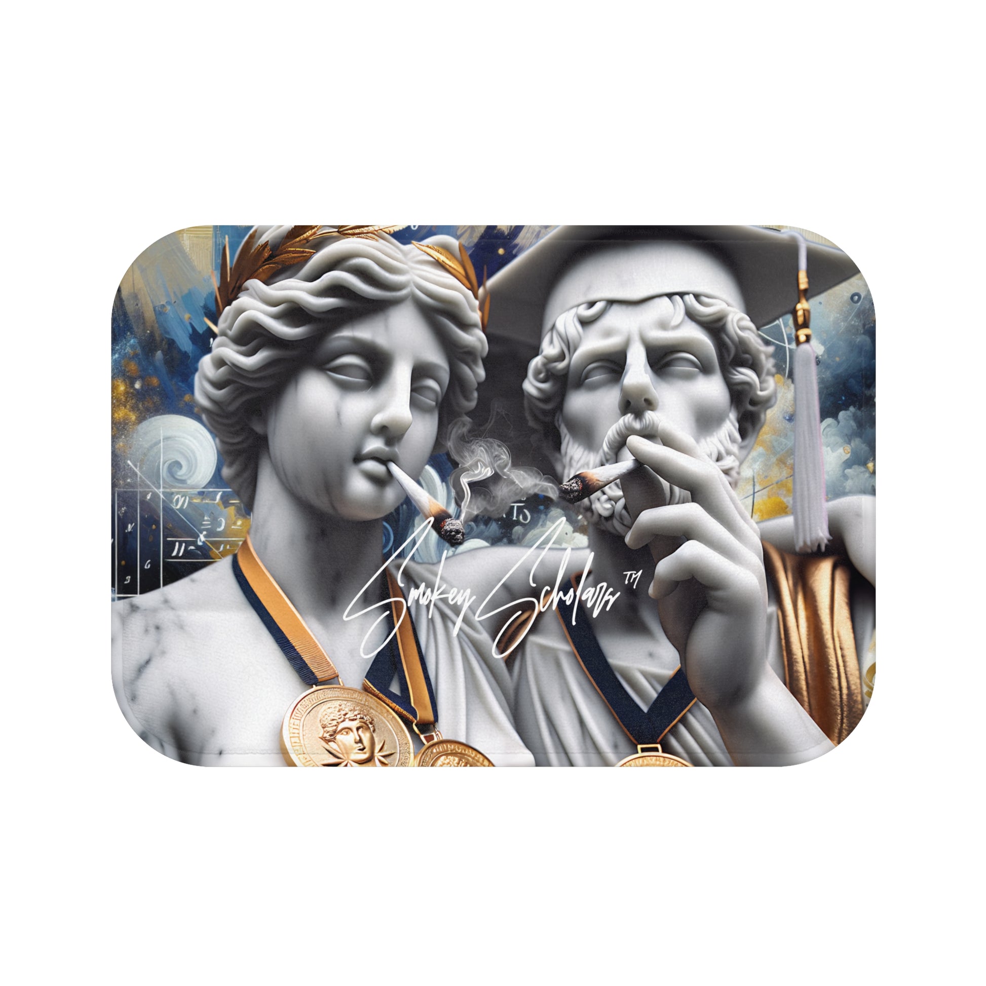 Smokey Scholars Couple Statue Bath Mat - Smokey Scholars