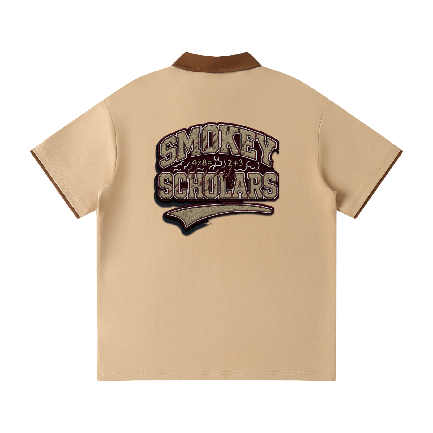 Smokey Scholars Khaki Premium Graphic Polo - Smokey Scholars