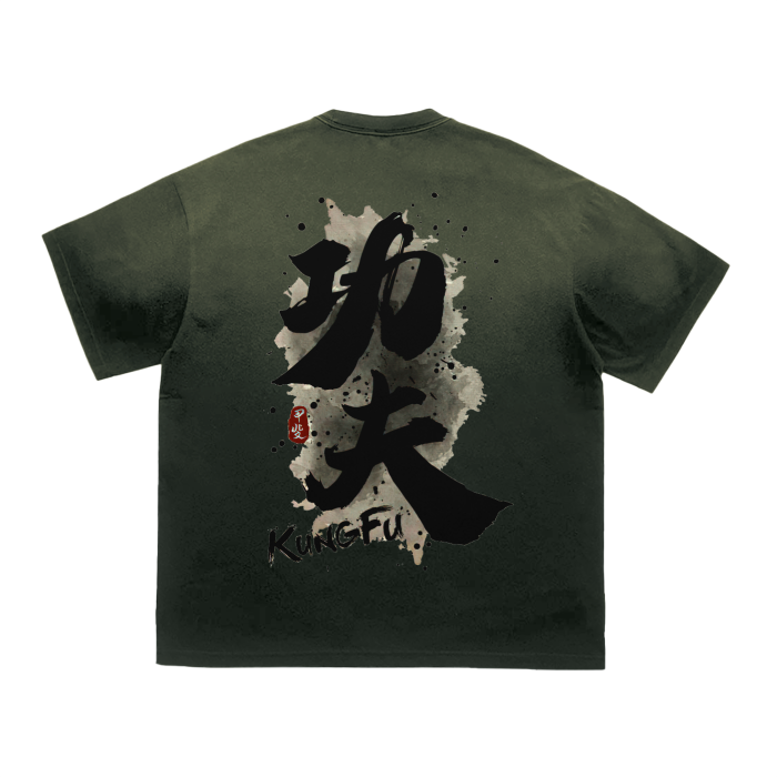 Vintage Washed Tiger Stripes Dyed Gradient T-Shirt - 250 GSM - Smokey Scholars