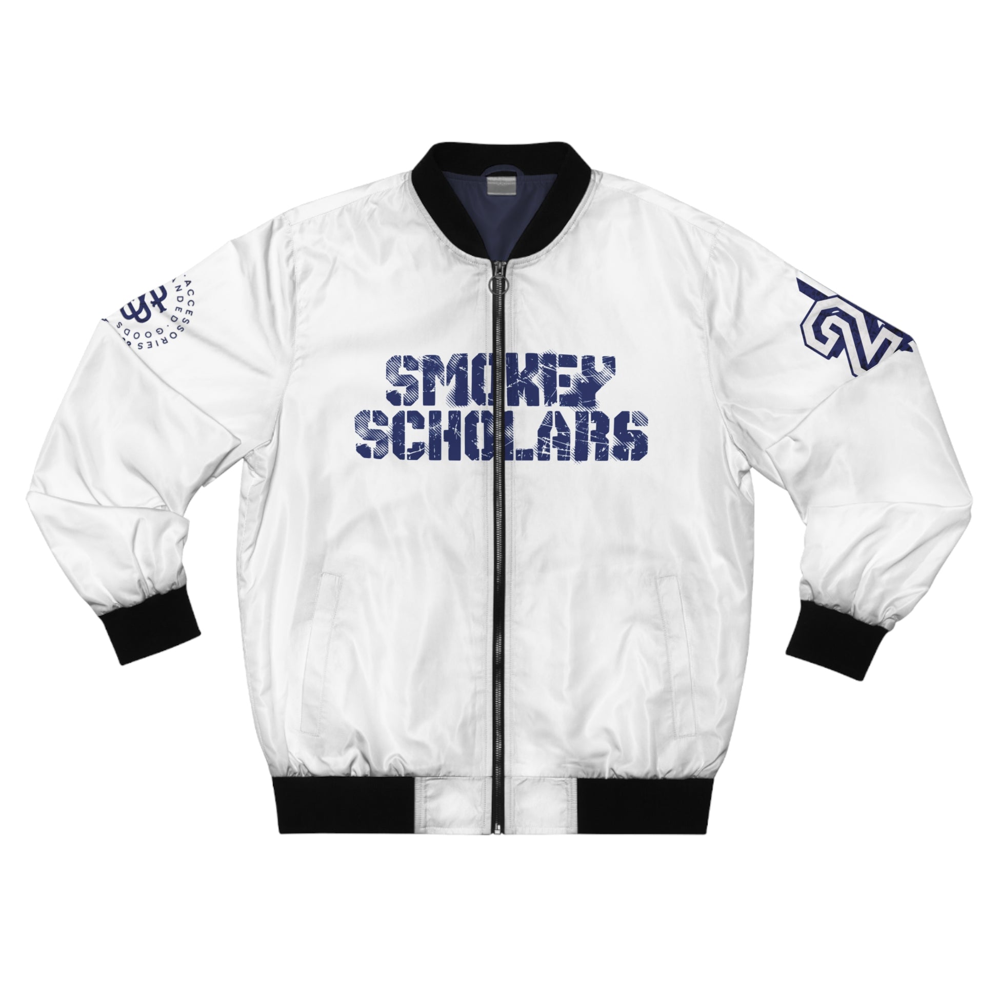 Smokey Scholars TM Study Skele White Men's Bomber Jacket - Smokey Scholars