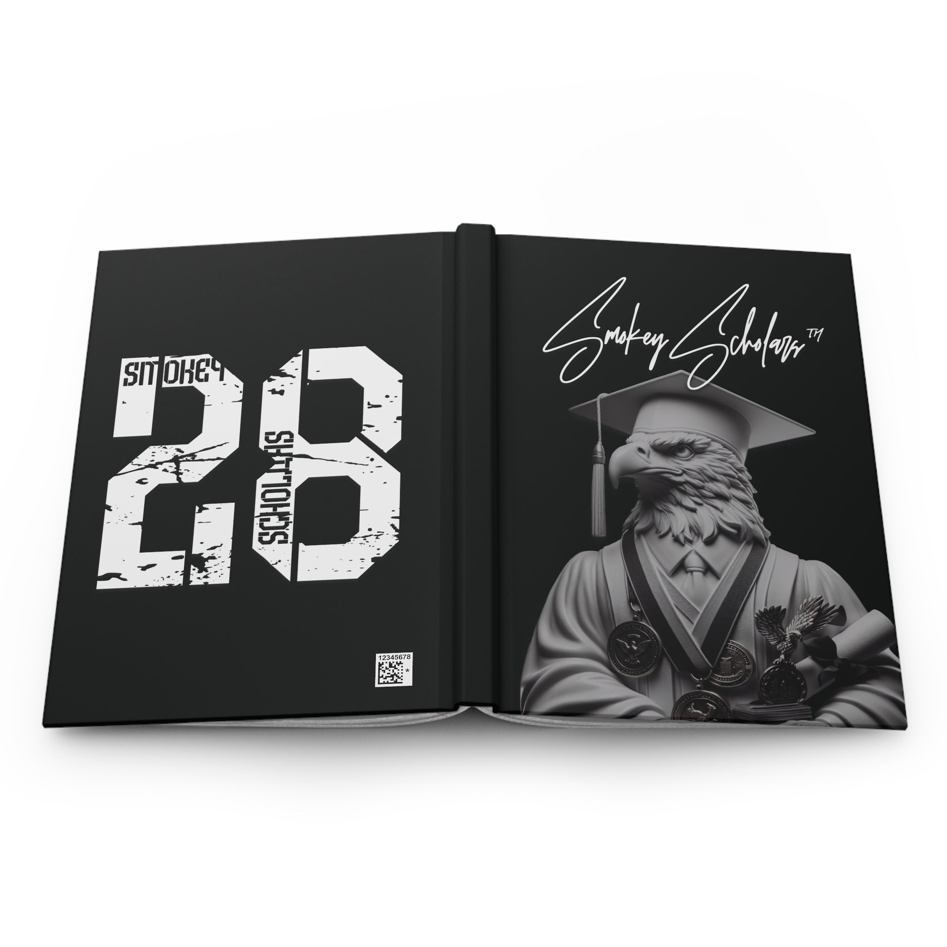 Smokey Scholars Blk White Eagle Hardcover Journal Matte - Smokey Scholars