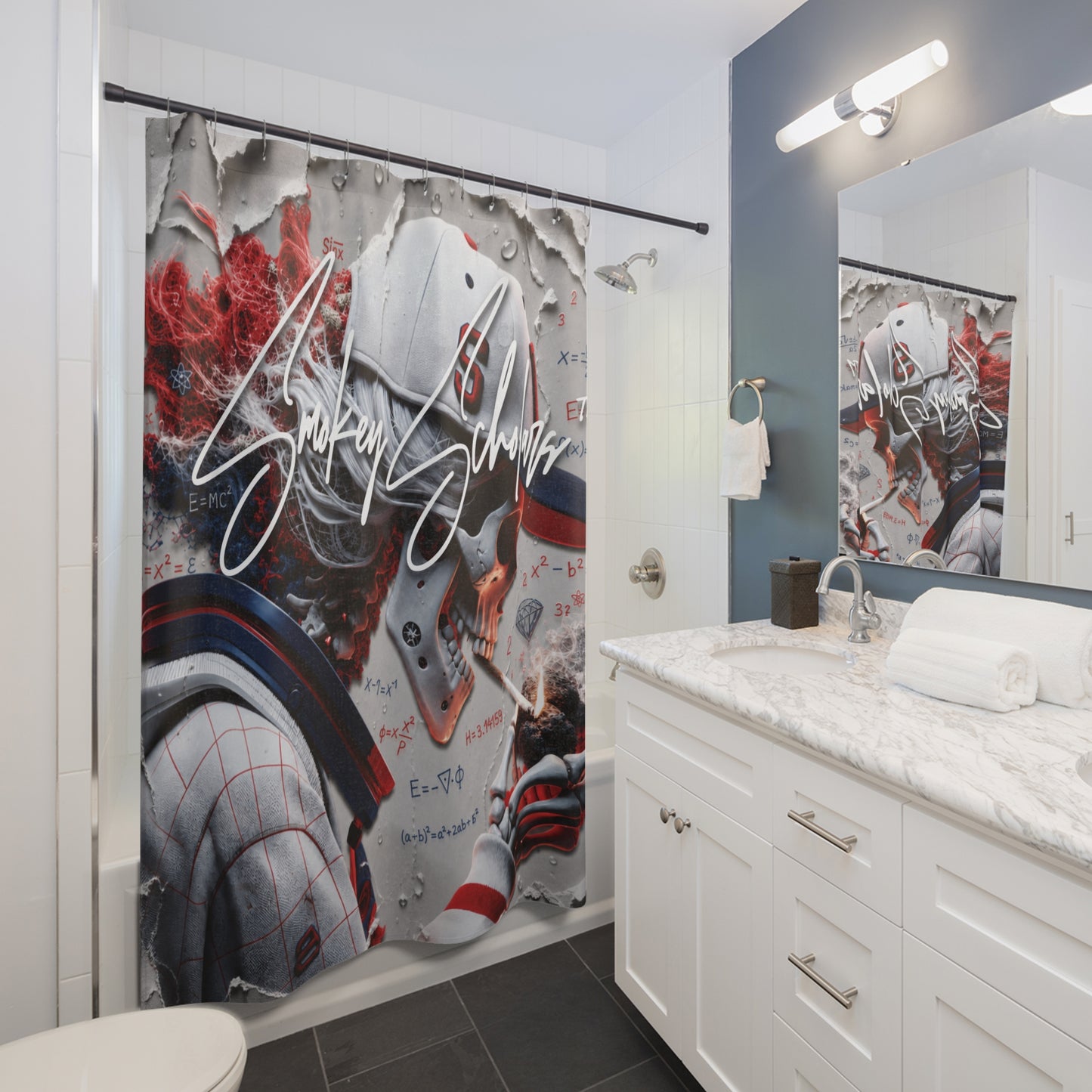 Smokey Scholars Astro Skelly Shower Curtain - Smokey Scholars
