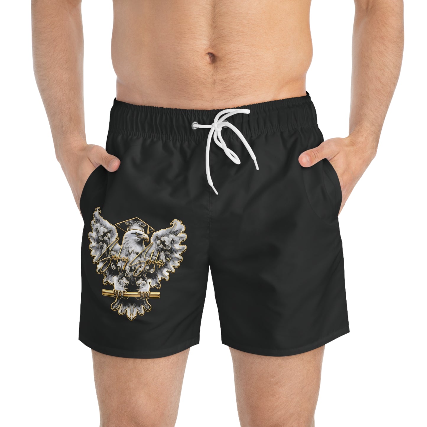Smokey Scholars TM Gold Seal Eagle Swim Trunks (AOP)