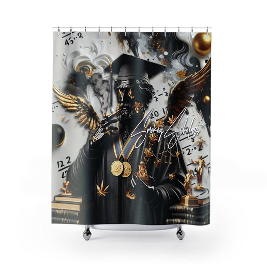 Smokey Scholars Blk Stone Shower Curtain - Smokey Scholars