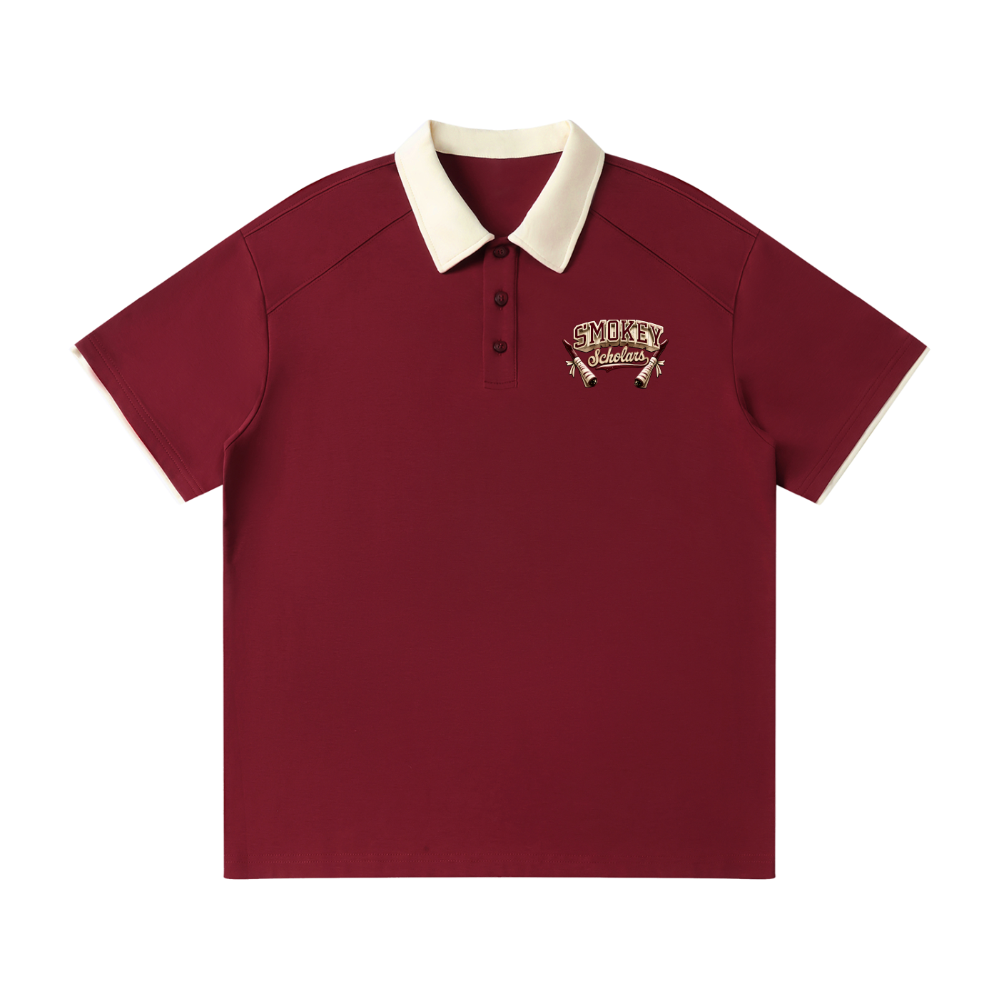 Smokey Scholars Premium Astro Skelly Polo - Wine Red - Smokey Scholars