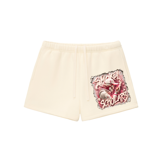 Smokey Scholars Women's Cream Apricot Drawstring Sweatshorts
