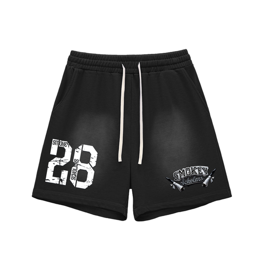 Smokey Scholars TM Sun Fade Raw Edge Cotton Shorts
