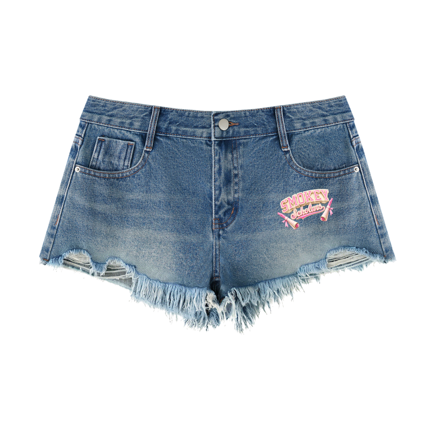 Smokey Scholars Women's Vintage Wash Raw Hem Denim Shorts - Smokey Scholars