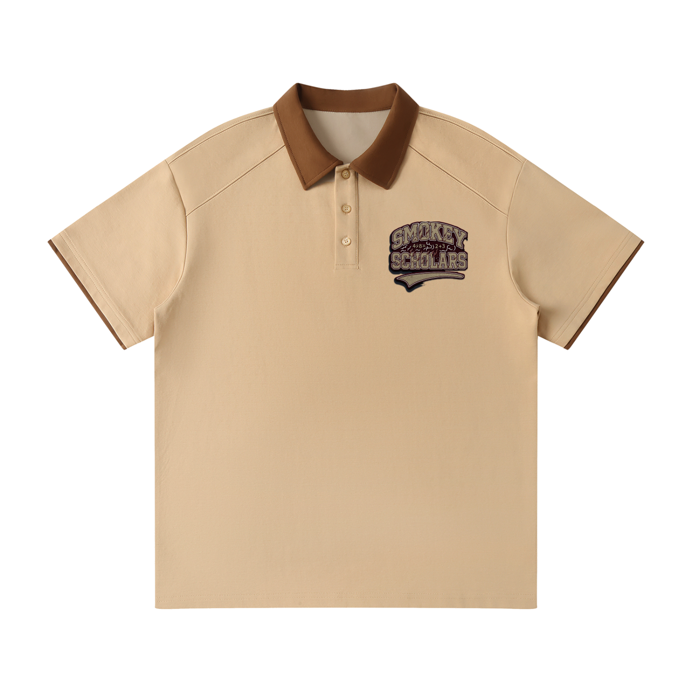Smokey Scholars Khaki Premium Graphic Polo - Smokey Scholars