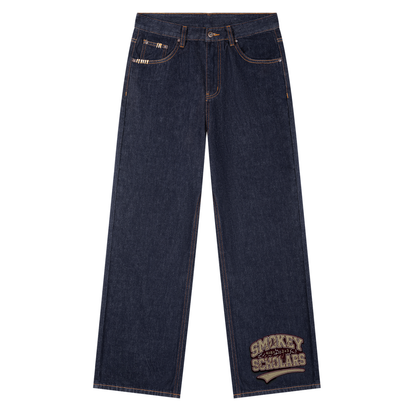 Smokey Scholars Navy Premium Straight Leg Graphic Denim Jeans - Smokey Scholars