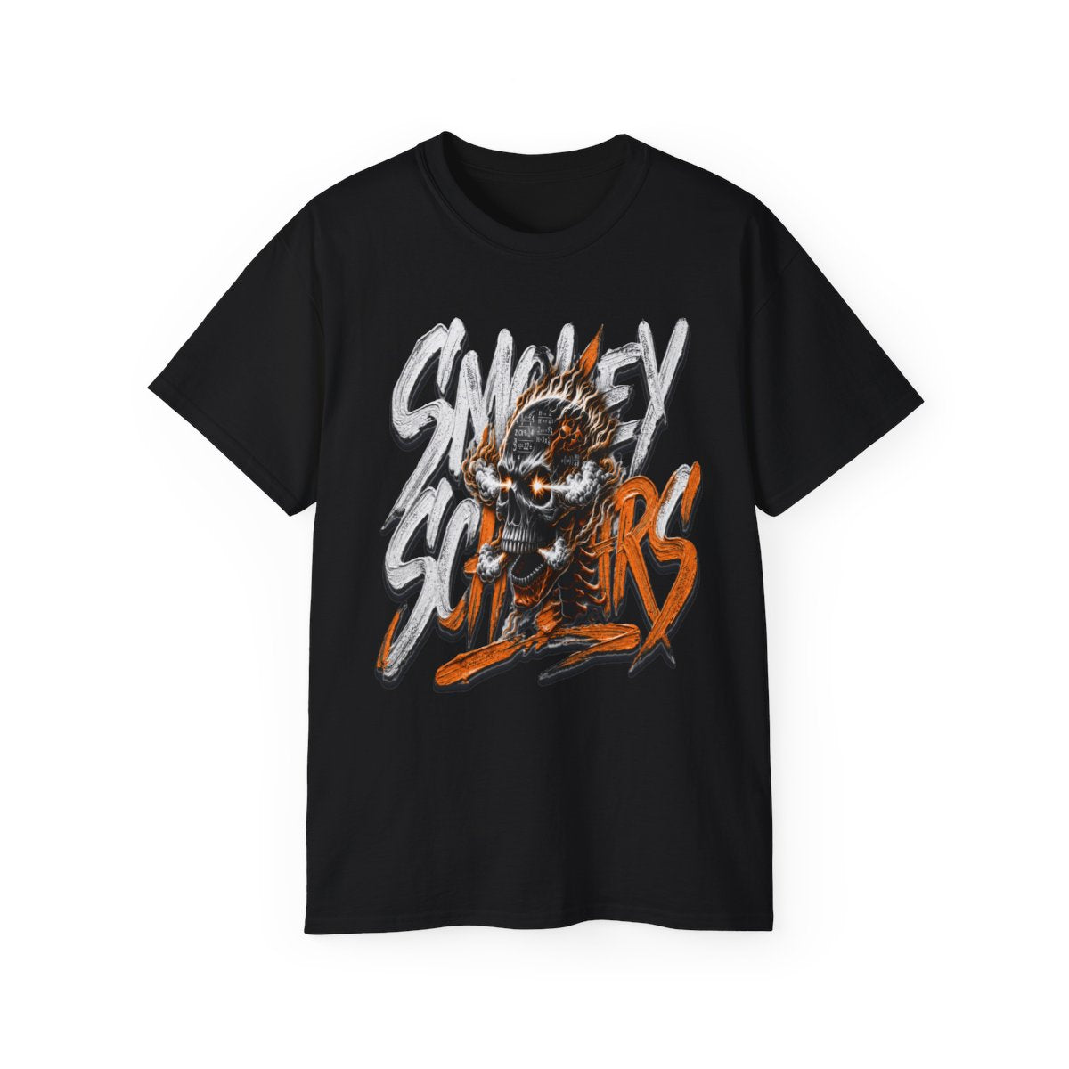 Smokey Scholars Orange Skelly Ultra Cotton Tee front graphic